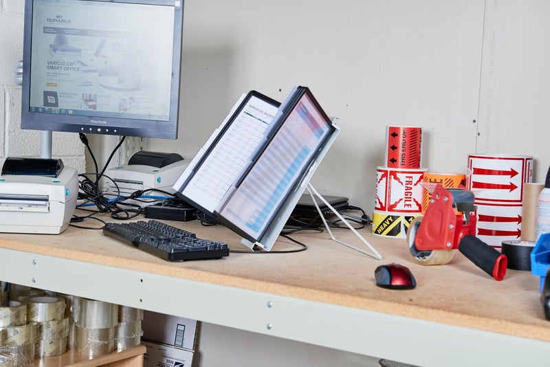 Durable Instaview20 Pocket Expandable Desktop Reference System - Letter Size 10 Double-Sided Panels - Black Color Borders - Image 5